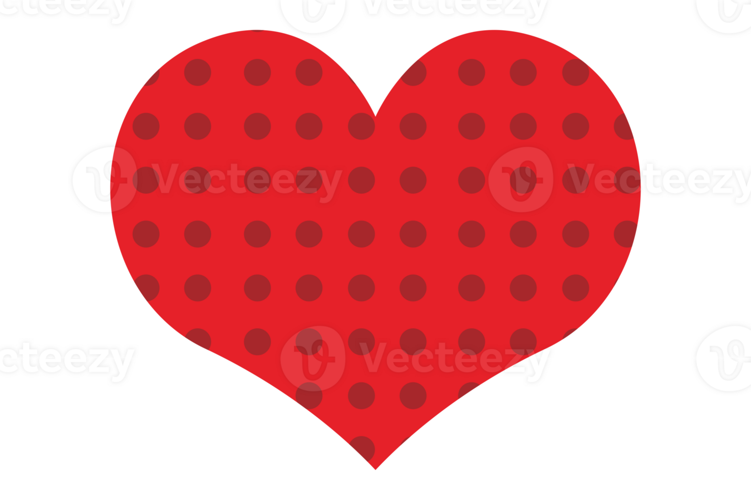 Red Love with Dots Pattern With Transparent Background png