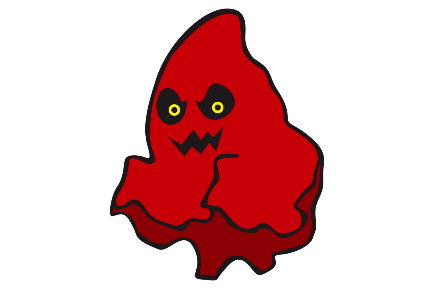 Smiling Red Evil Ghost Cartoon Character On Transparent Background png