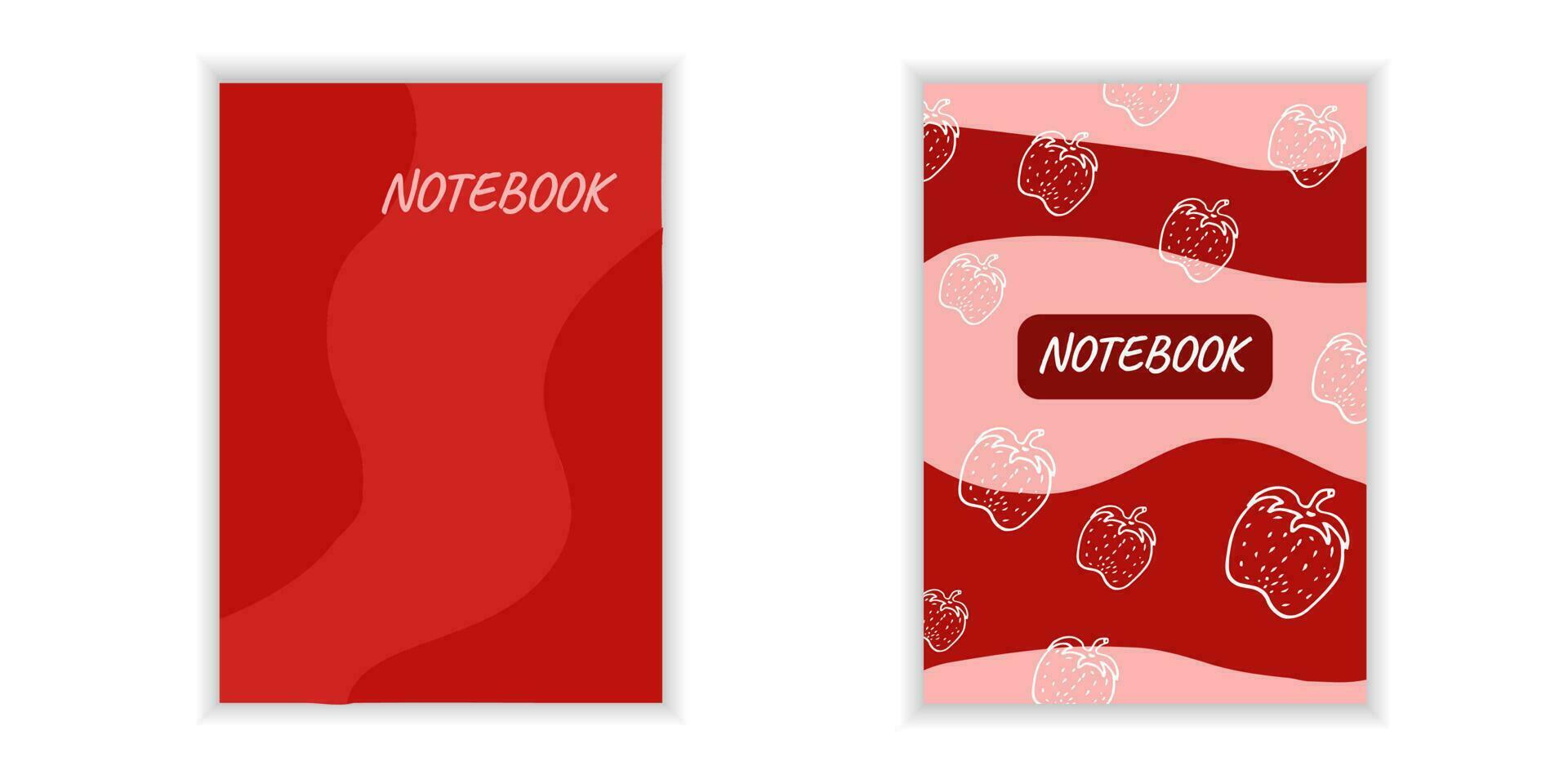 Cover page templates with berries. Red layouts with strawberries. Doodle style Vector illustration.