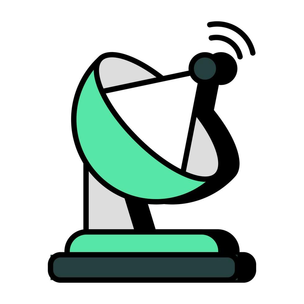 A flat design icon of parabolic antenna vector