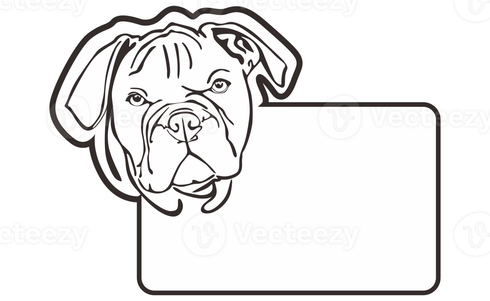 Room Door Nameplate With Cute Bulldog Line Art Theme With Transparent Background png