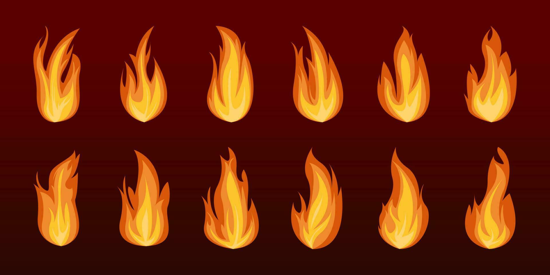 Free vector fire flame illustration set