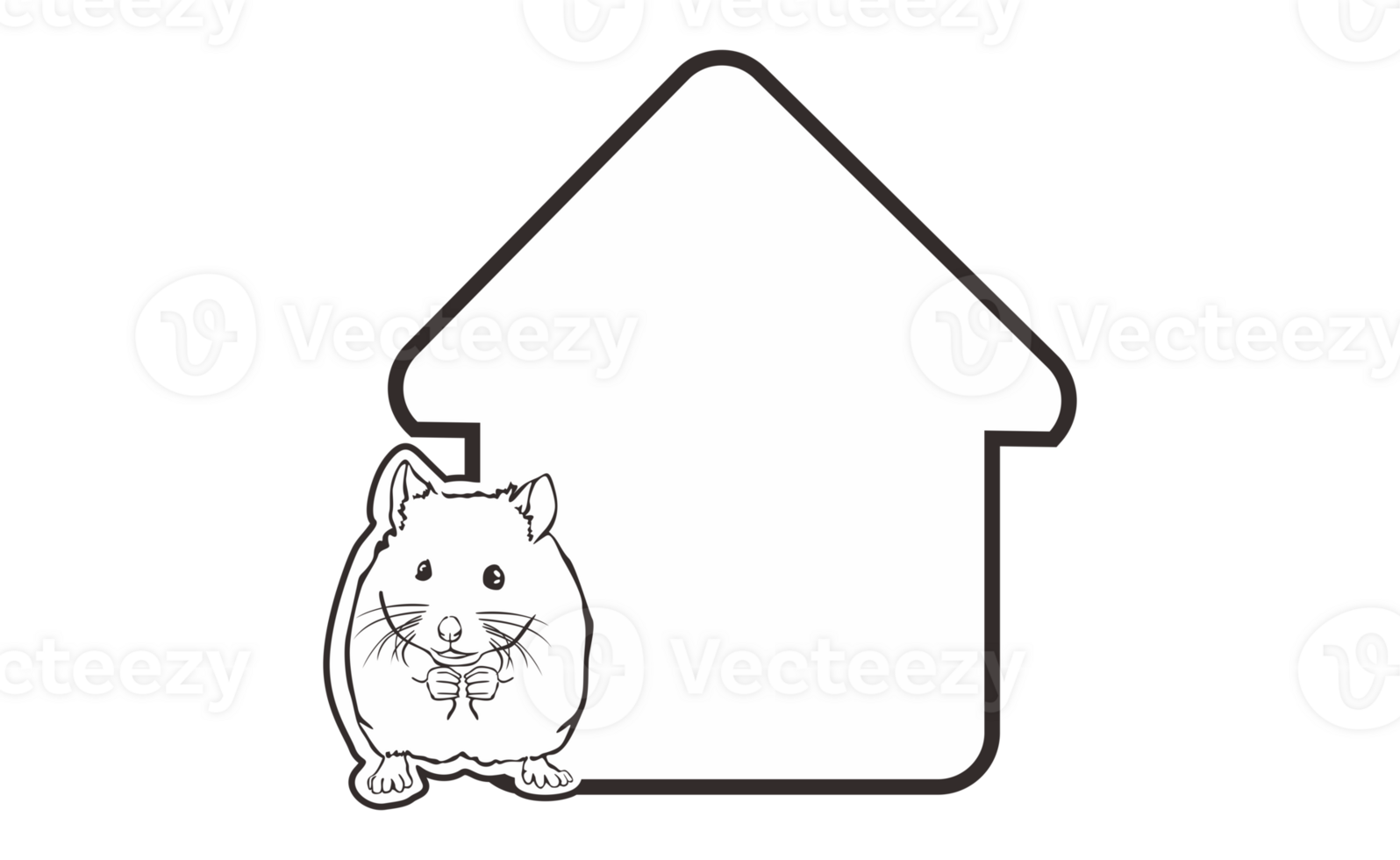 Zimmer Typenschild mit süß Hamster Linie Kunst Thema auf transparent Hintergrund png