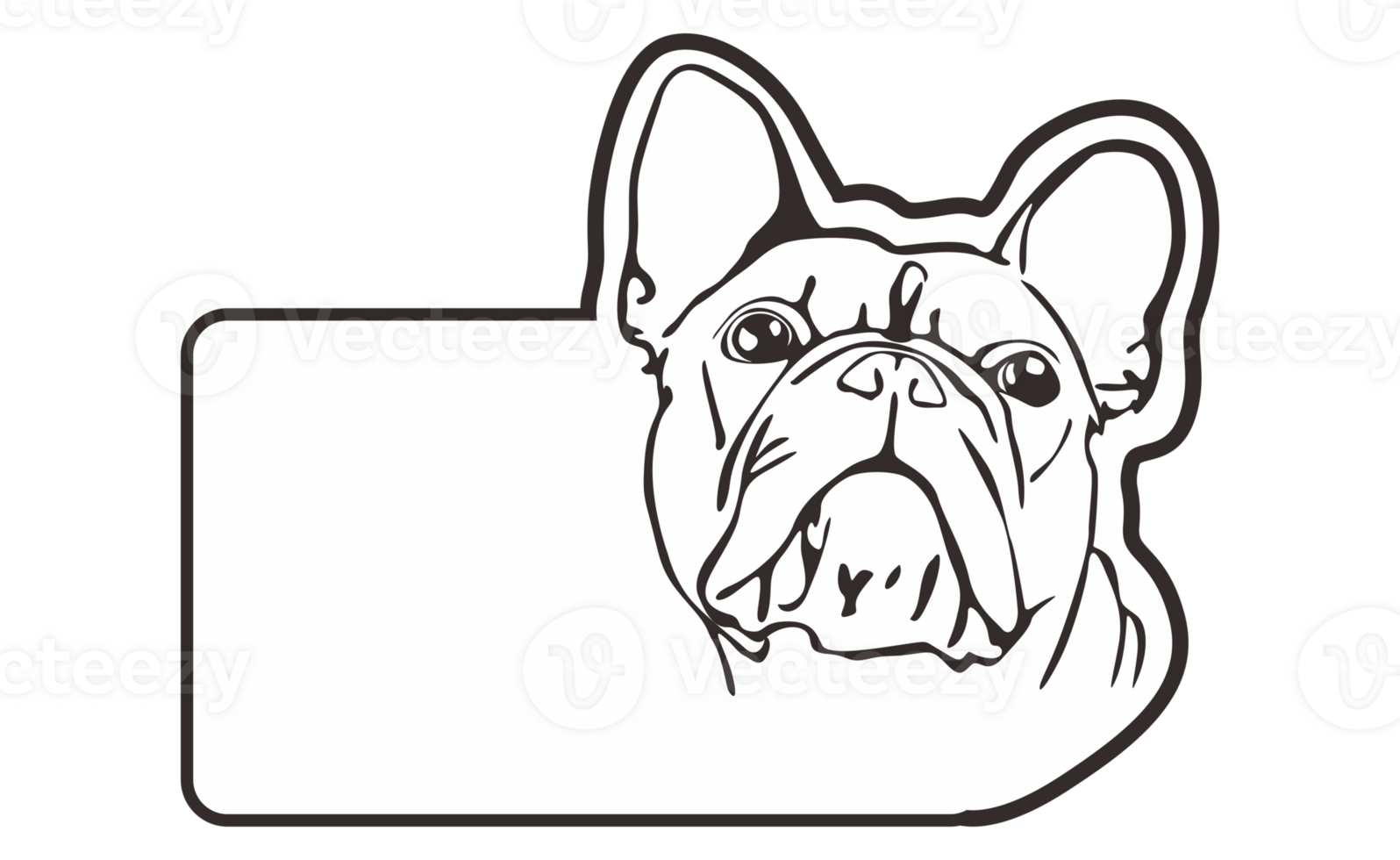 Room Door Nameplate With Cute Bulldog Line Art Theme With Transparent Background png