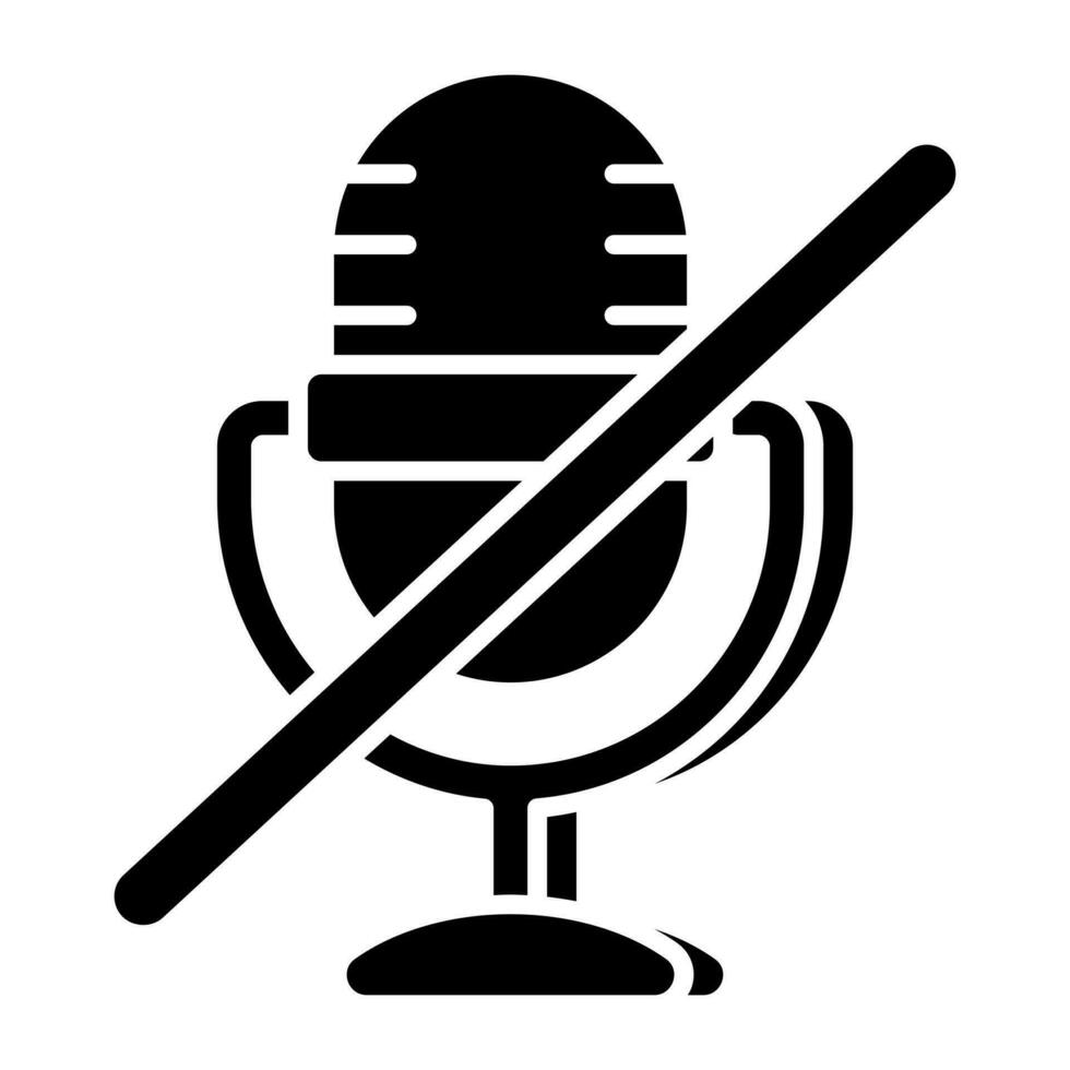 icono de No mic en sólido diseño vector