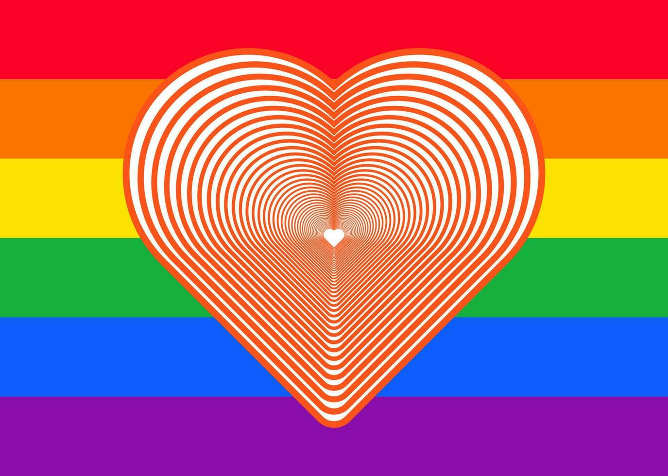 Vector illustration of a heart in the colors of the lgbt flag. heart for pride month