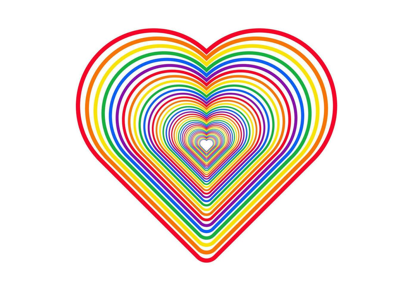 Vector illustration of a heart in the colors of the lgbt flag. heart for pride month