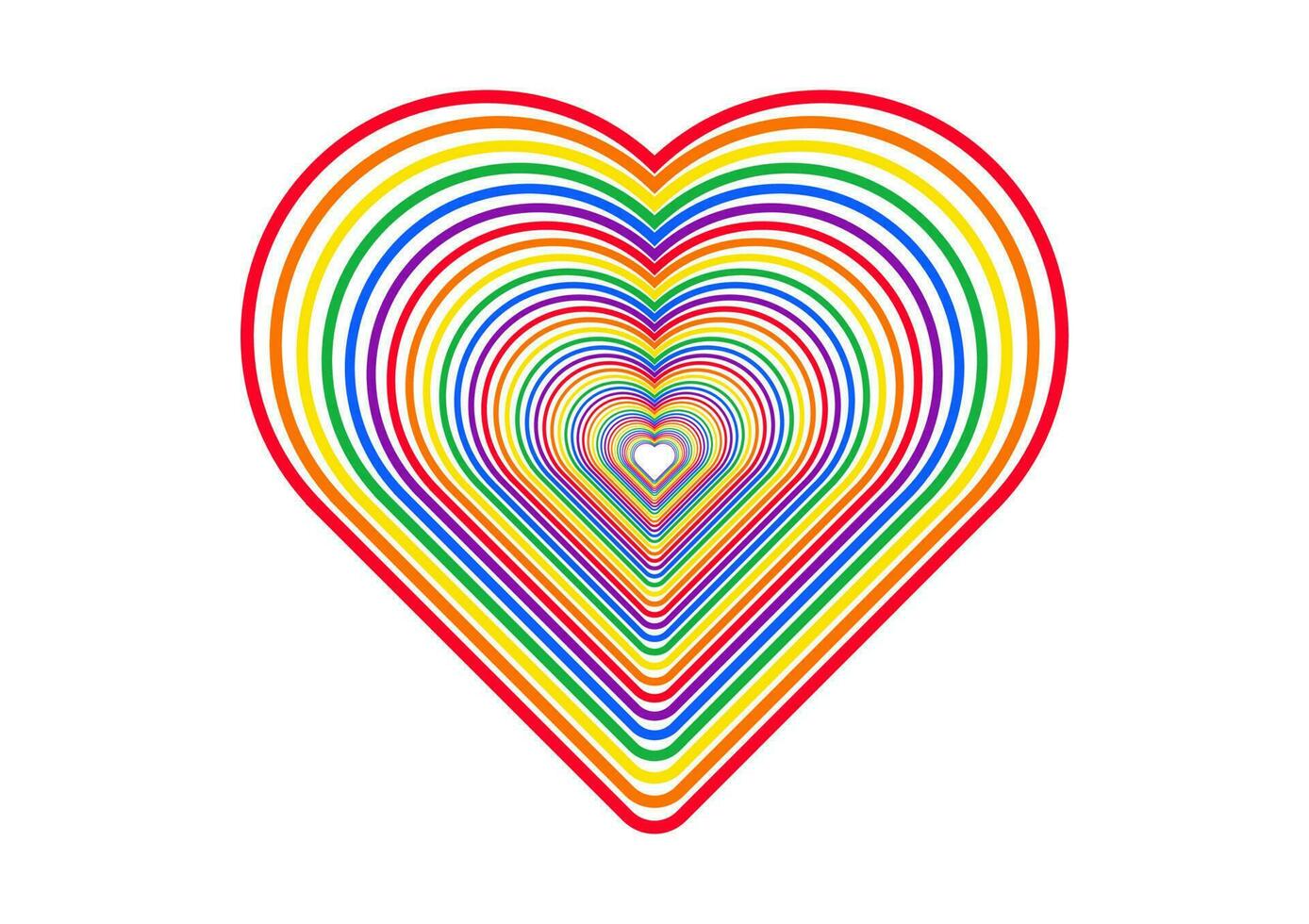 Vector illustration of a heart in the colors of the lgbt flag. heart for pride month