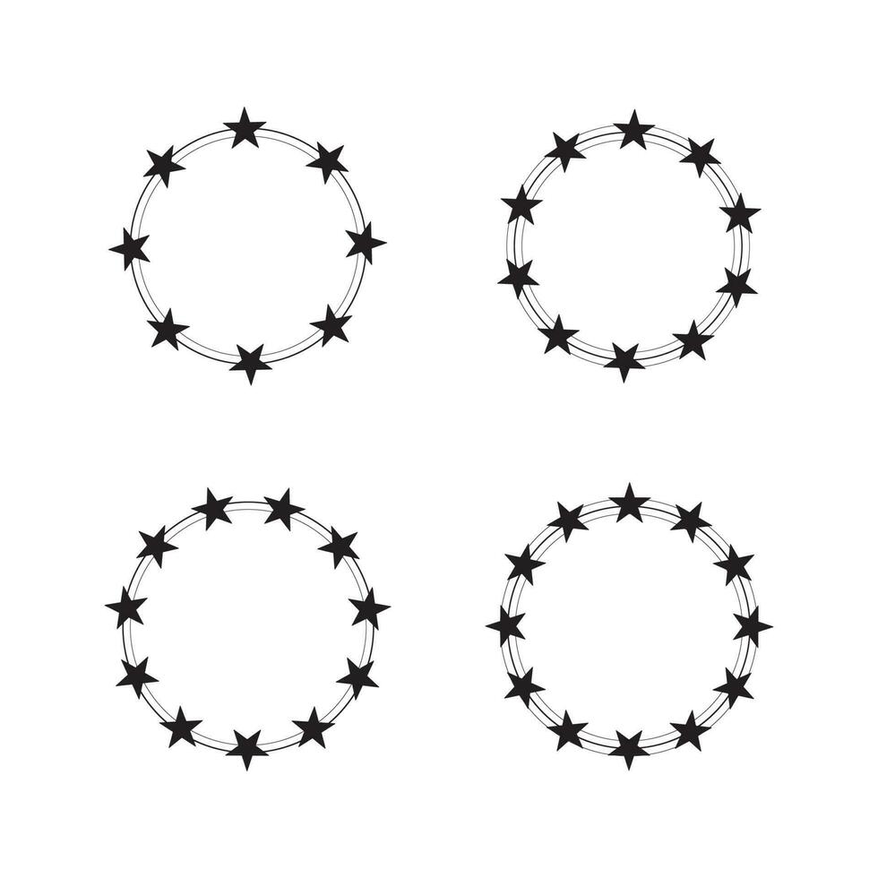 Frame stars in circle with circle lines isolated vector illustration.