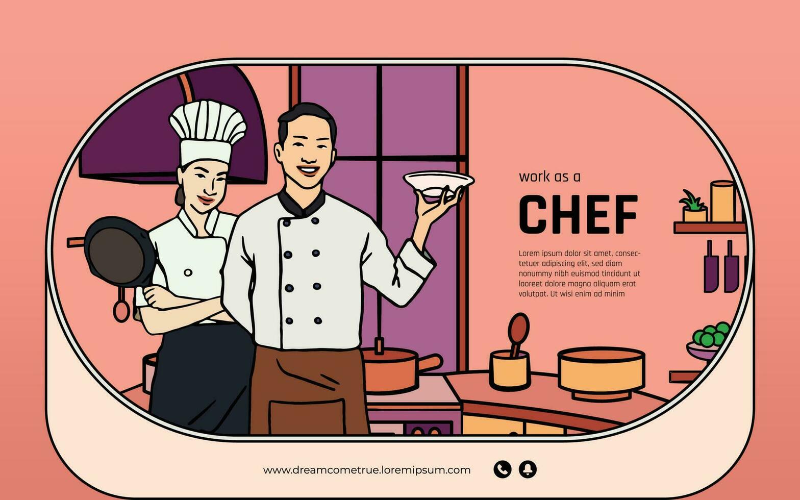 Indonesian chef hand drawn illustration design layout for magazine book vector