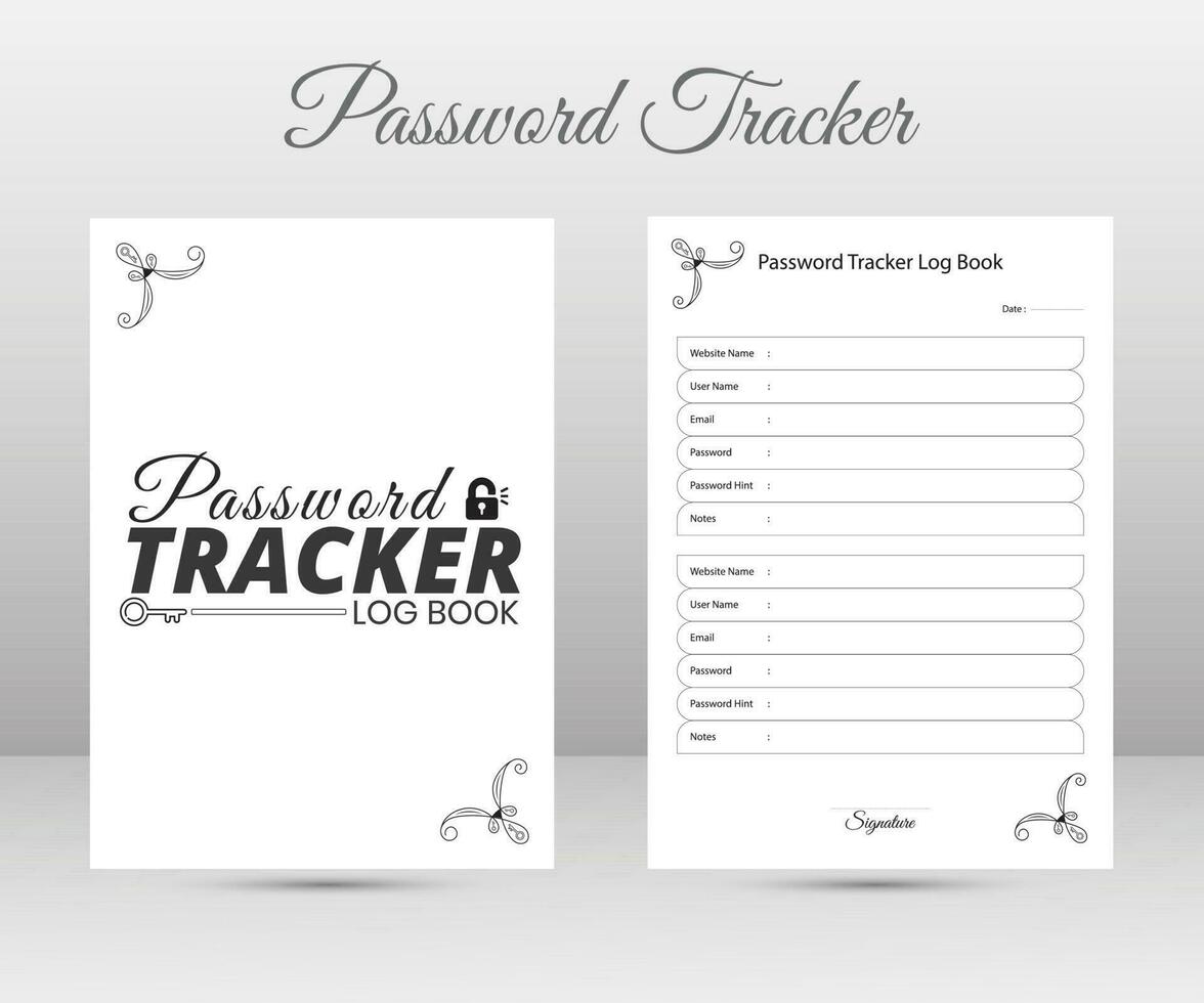 Password and website information tracker Notebook interior. vector