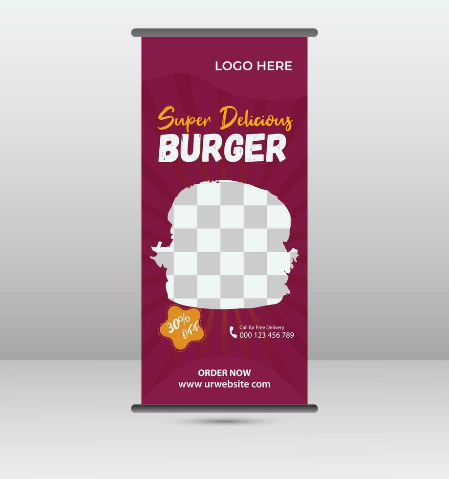 Restaurant Food Roll Up Banner Design vector