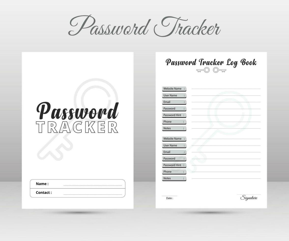 Password and website information tracker Notebook interior. vector