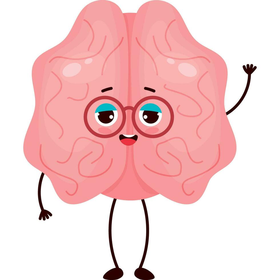 joyful cartoon character brain vector