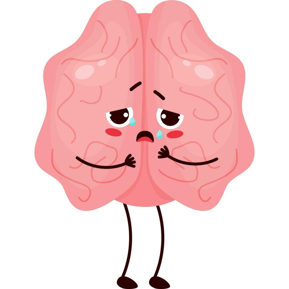cartoon character brain crying vector