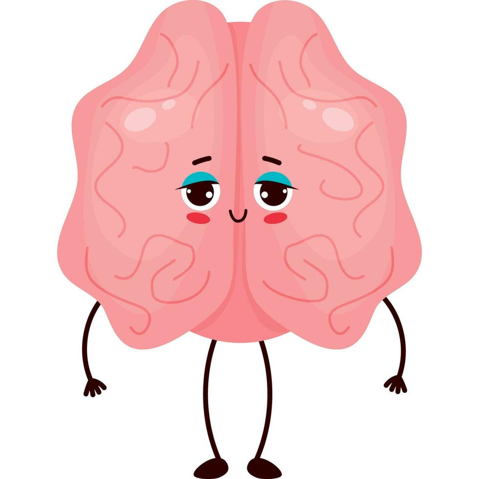 happy cartoon character brain vector