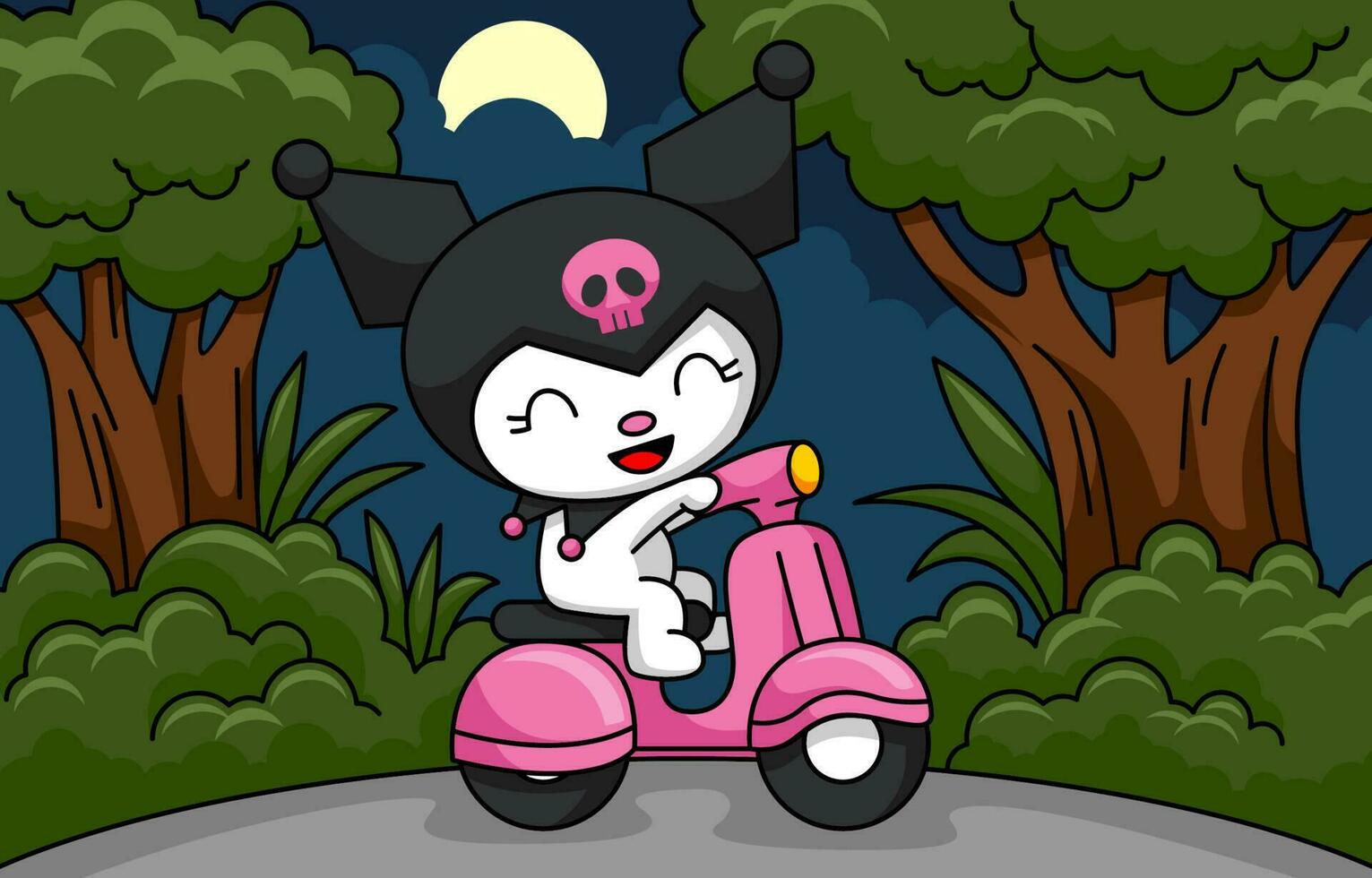 Cute Bunny Rides a Scooter vector