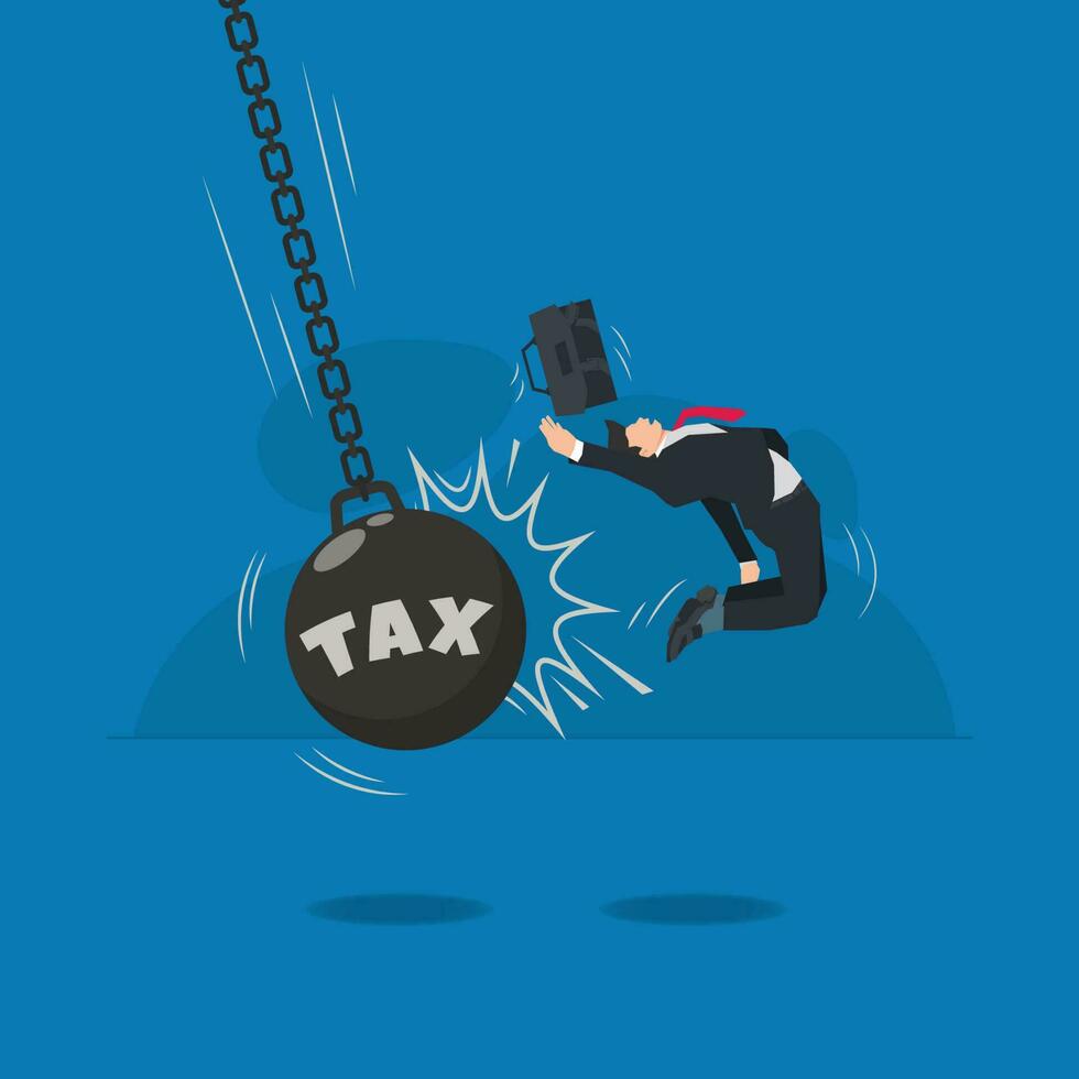 Businessman bounce by TAX burden design vector illustration