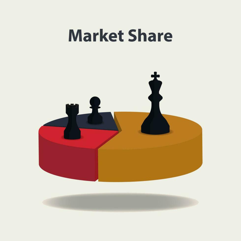 Pie chart with chess pieces. Market share concept vector illustration