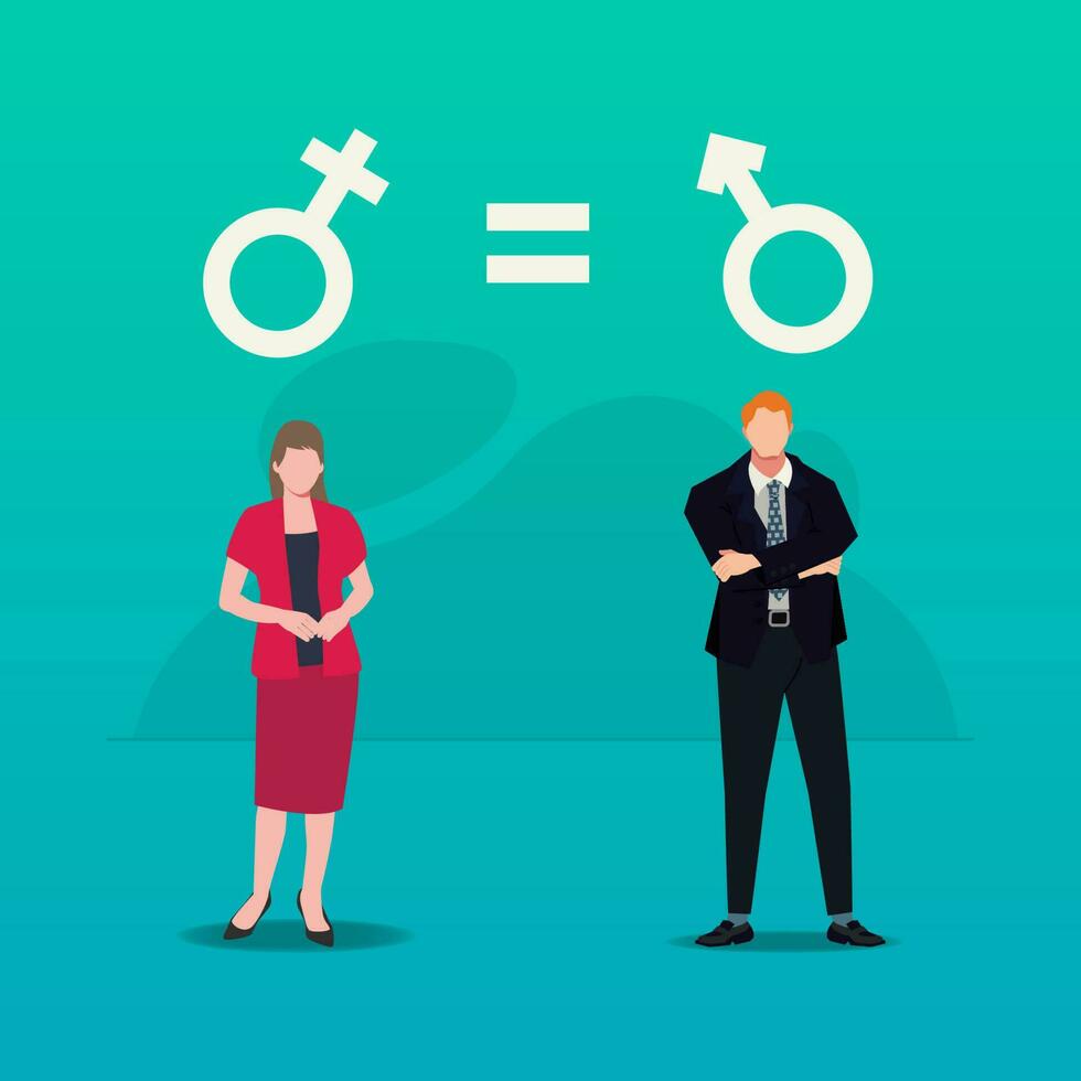masculino y hembra con género simbolos género igualdad concepto diseño vector ilustración