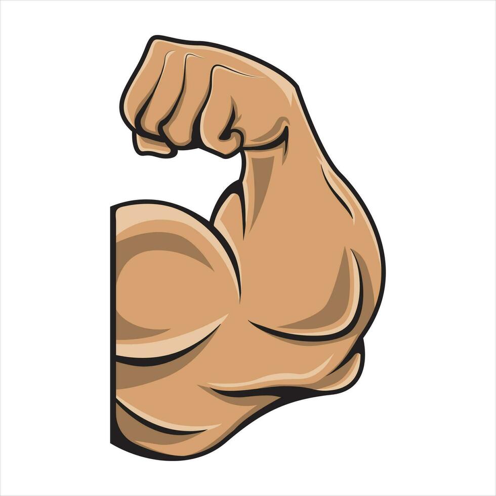 plano dibujos animados muscular mano vector