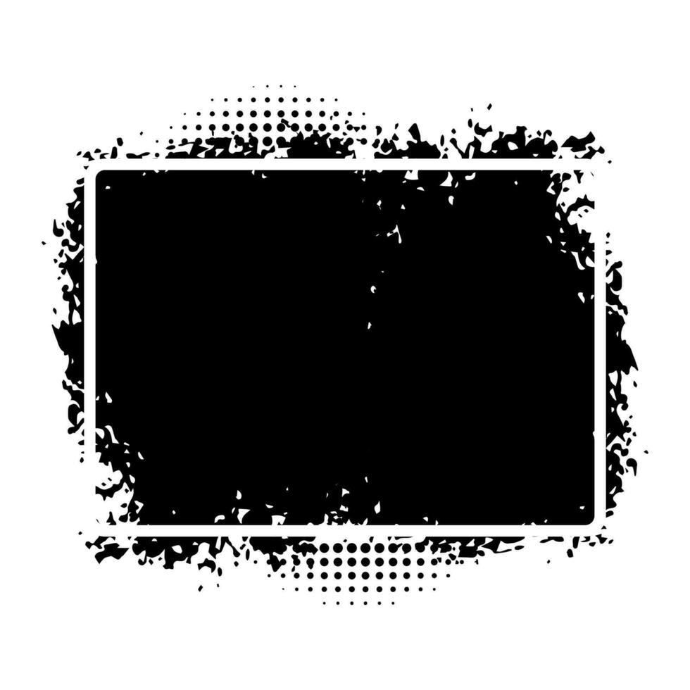 Black abstract frame in grunge brush stroke style vector