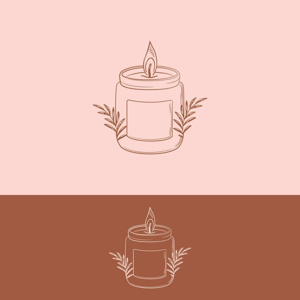 hand drawn floral candle with hand draw flowers vector