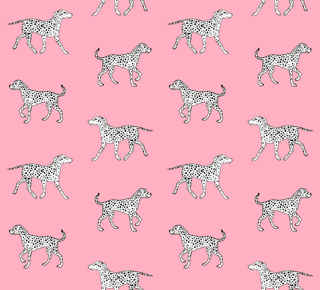Vector seamless pattern of hand drawn sketch Dalmatian dog