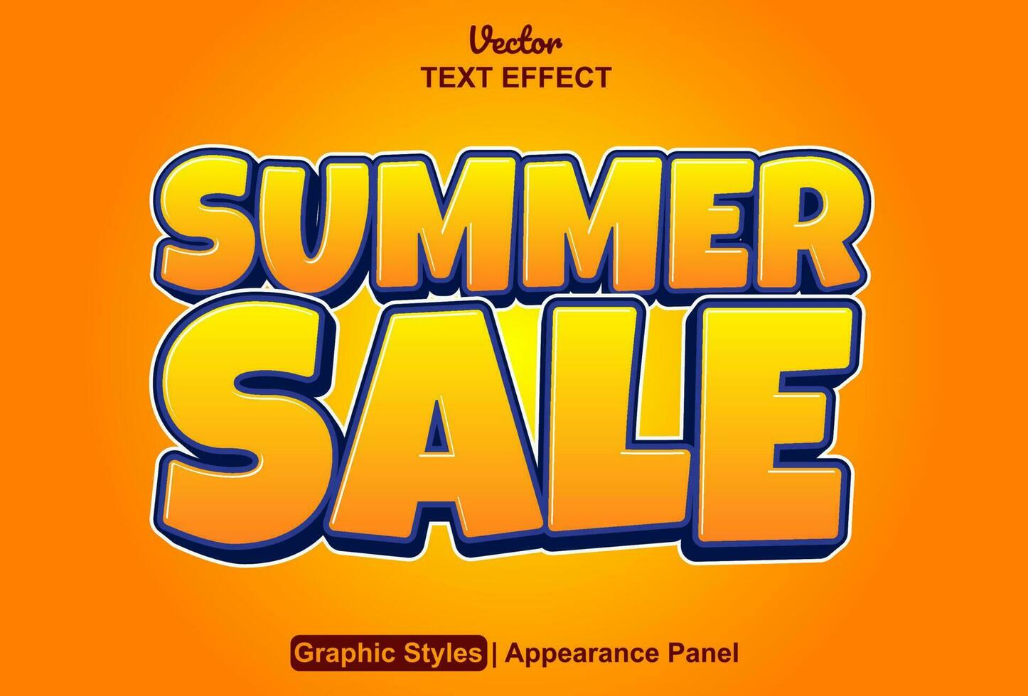 Summer sale text effect with orange graphic style and editable. vector