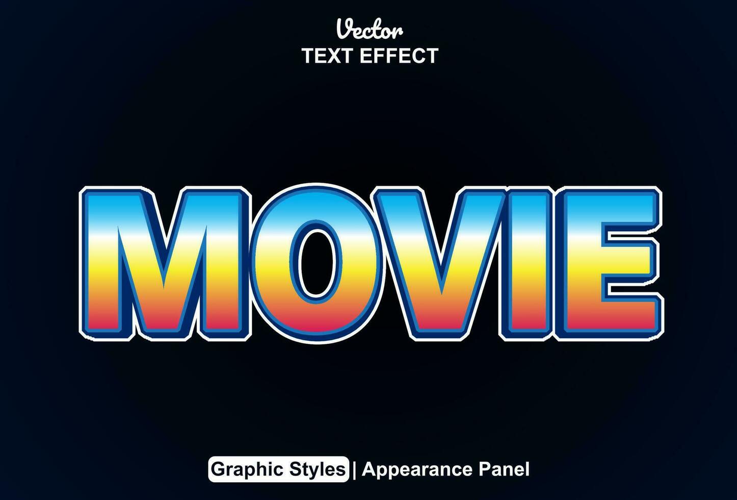 movie text effect with blue graphic style and editable. vector