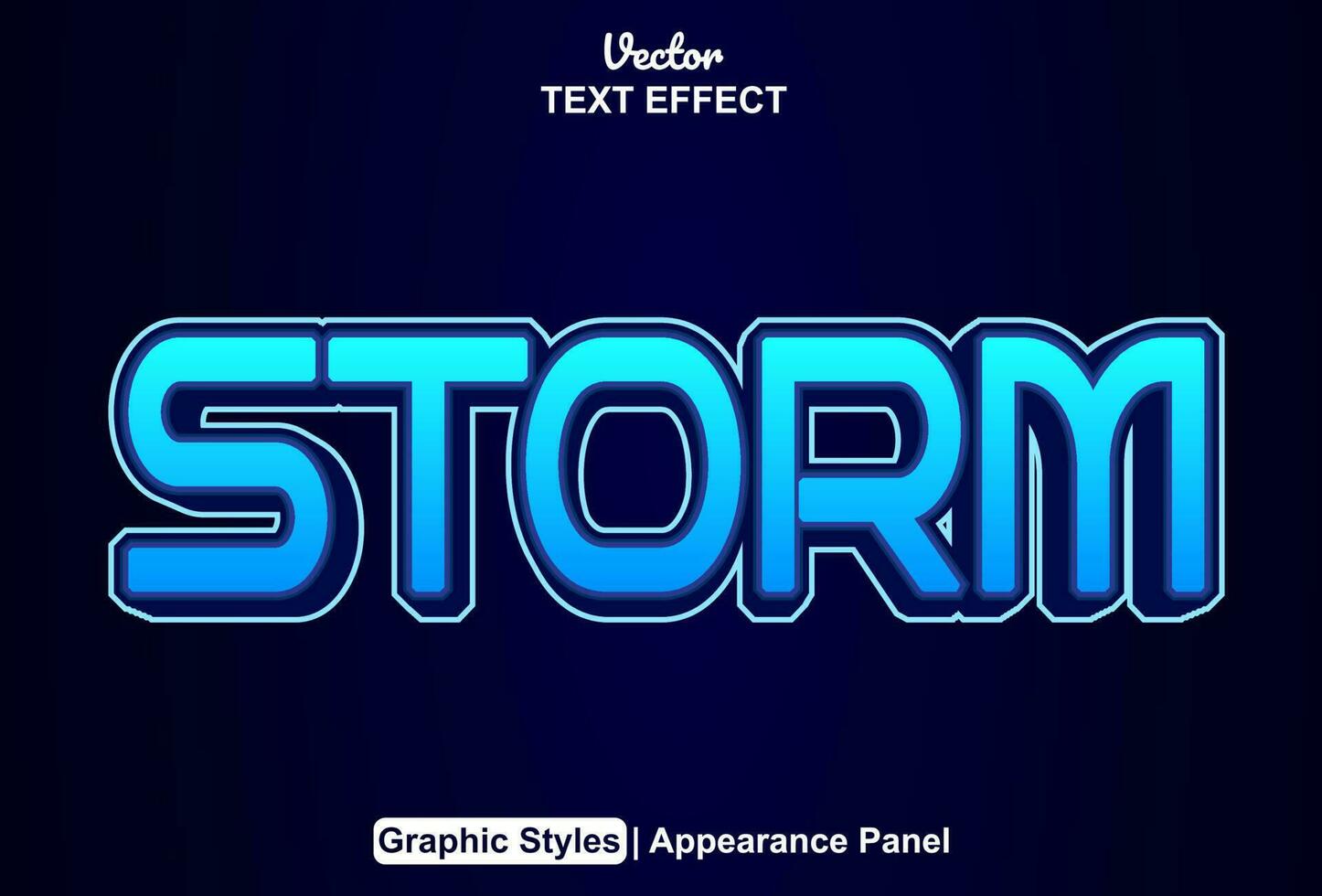 storm text effect with blue graphic style and editable vector