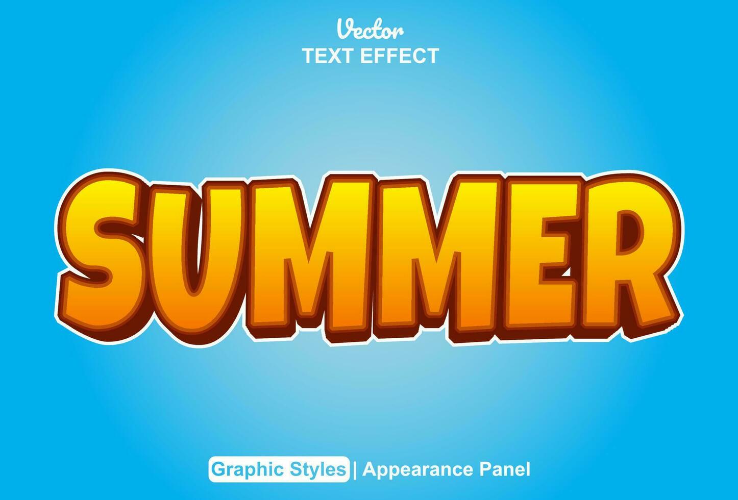 summer text effect with orange graphic style and editable. vector