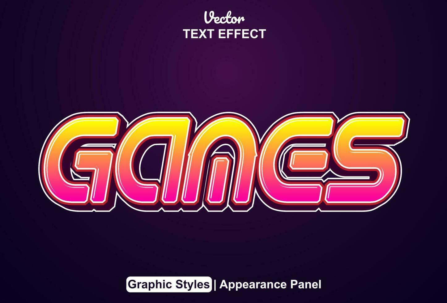 games text effect with purple color graphic style editable. vector