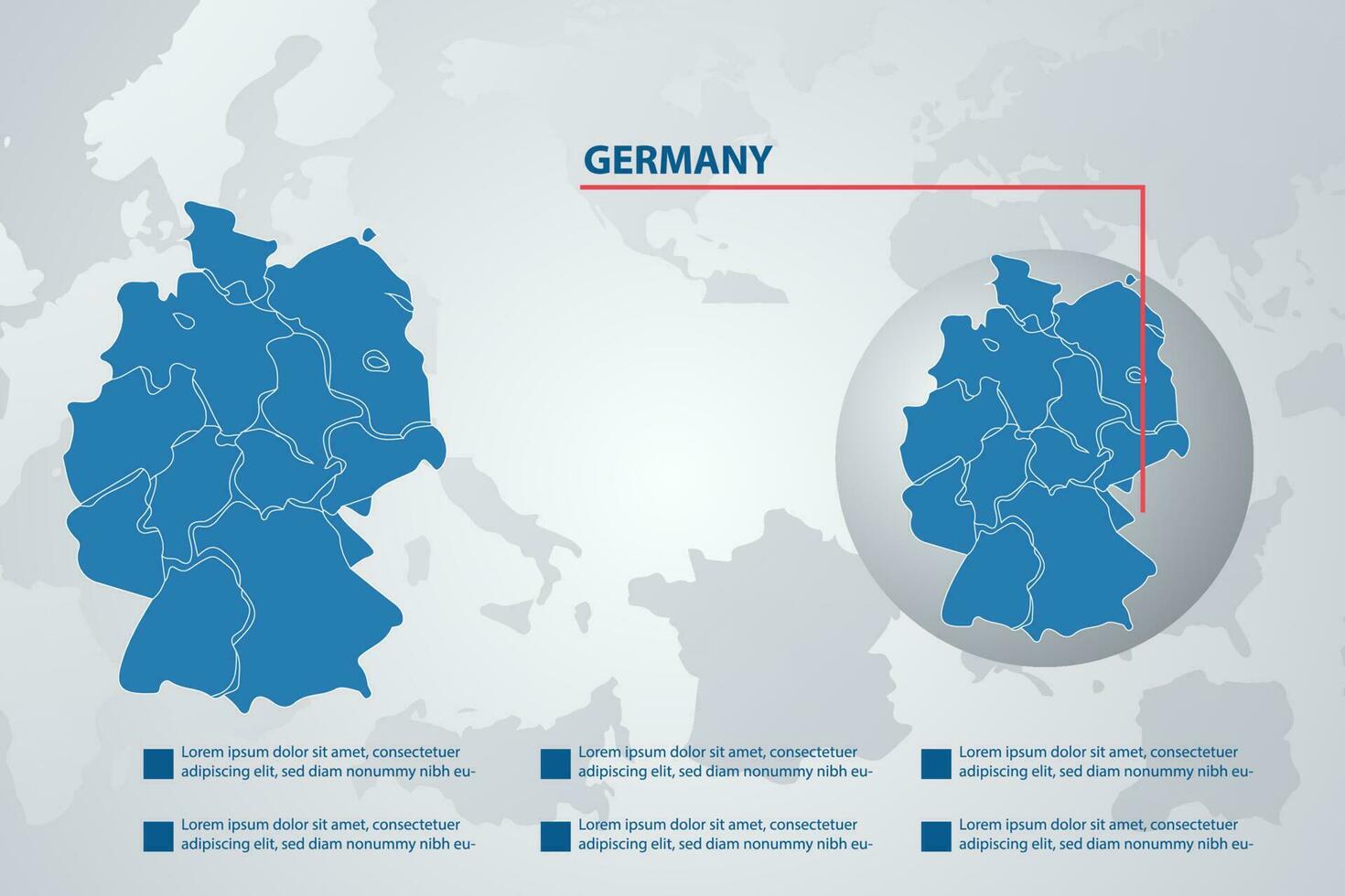 Alemania país mapa con infografía concepto y tierra vector ilustración