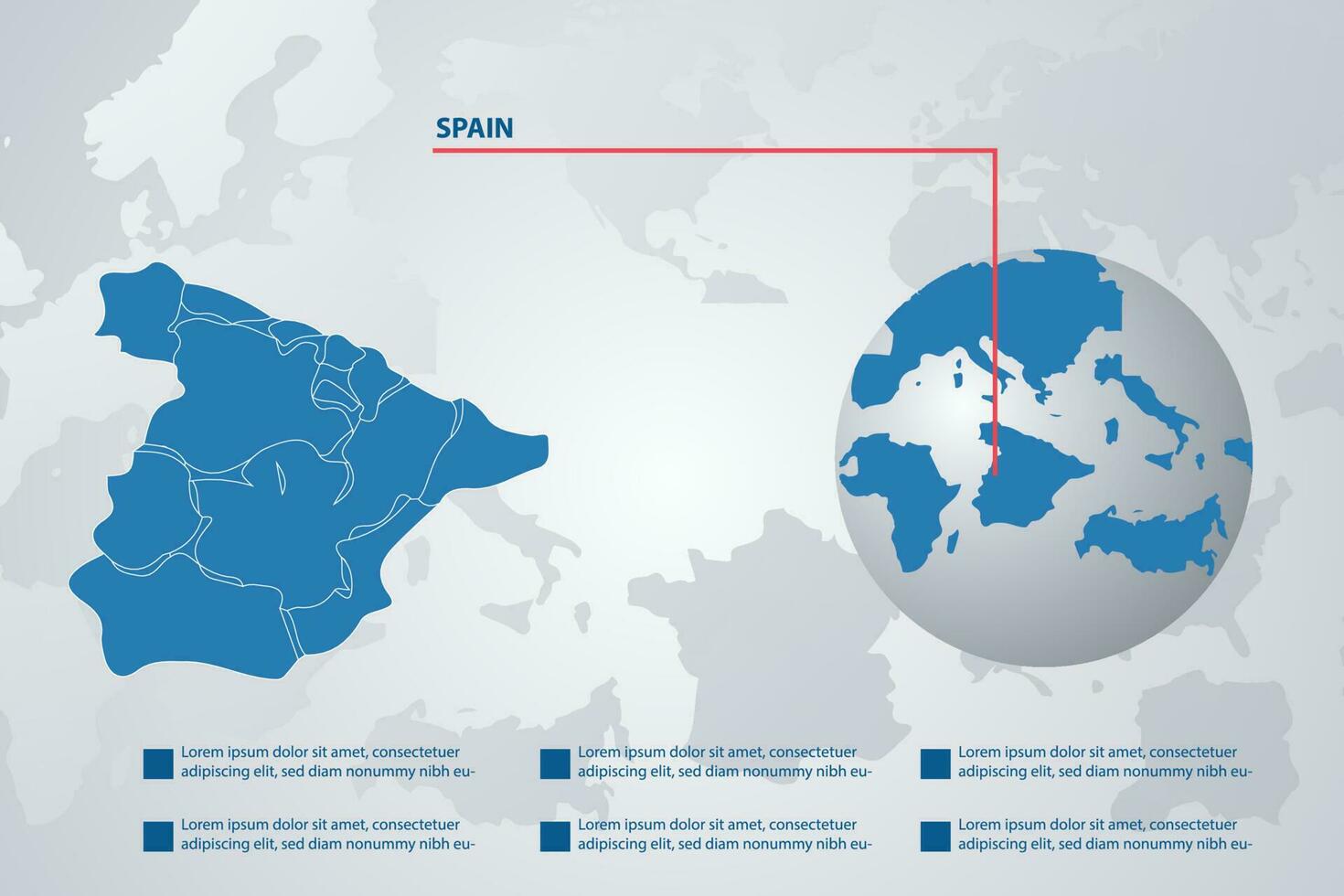 Spain country map with infographic concept and earth vector illustration