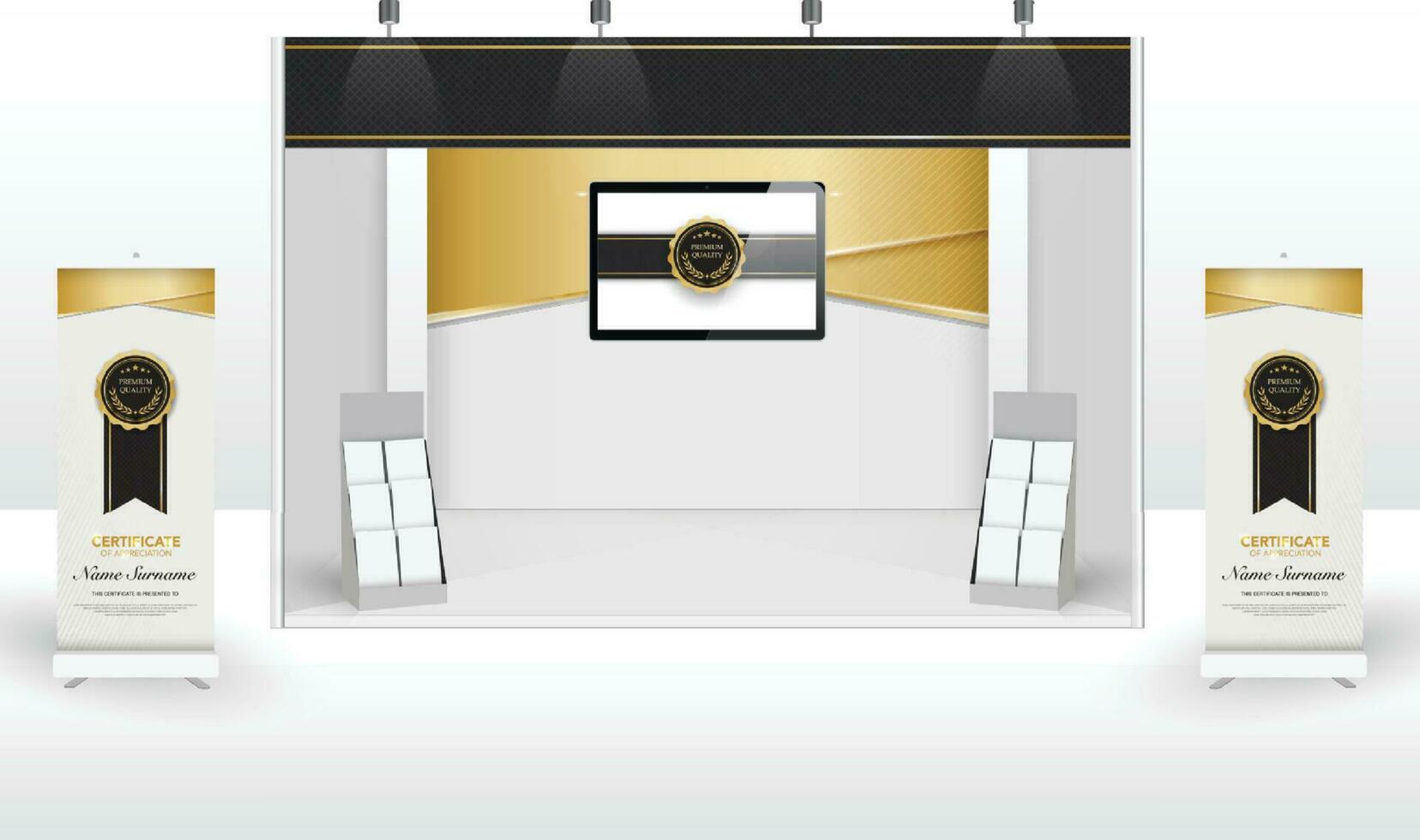 stand backdrop display business exhibition template design. mock up promotion banner backdrop equipment. vector. vector