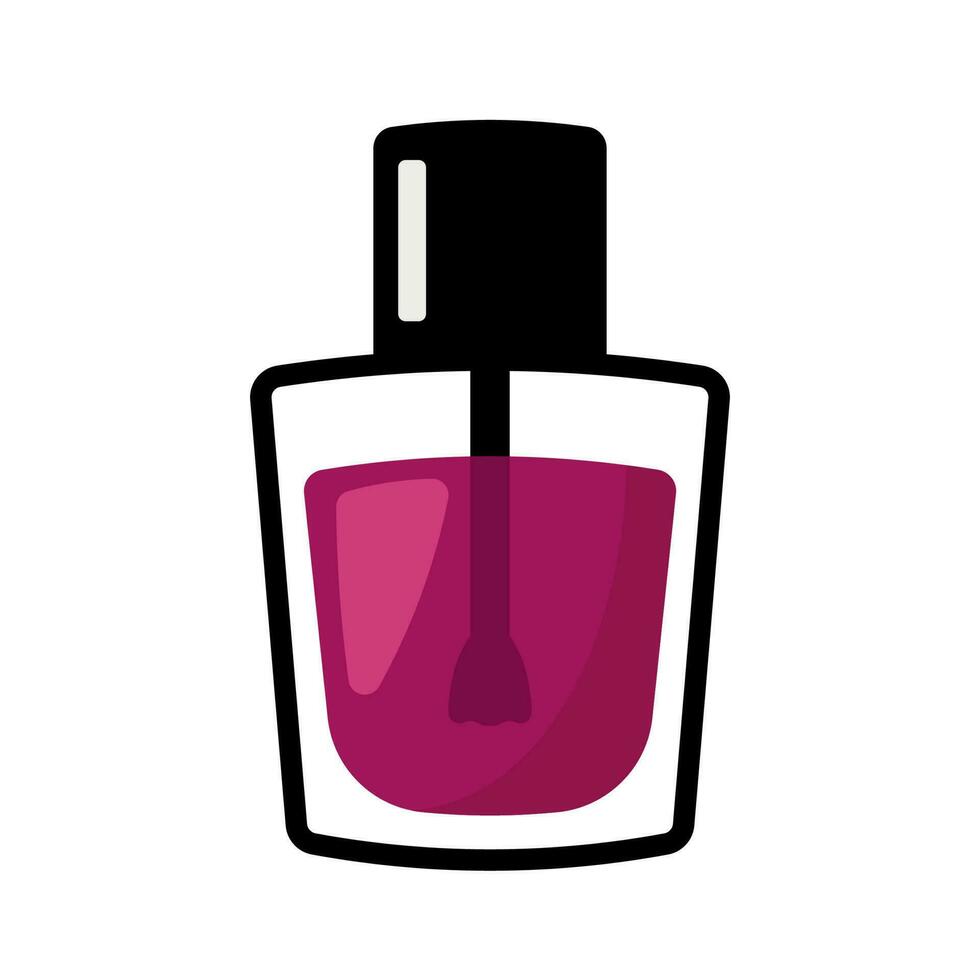 Purple Nail Polish Icon with Black Line for Manicure Pedicure Vector Illustration