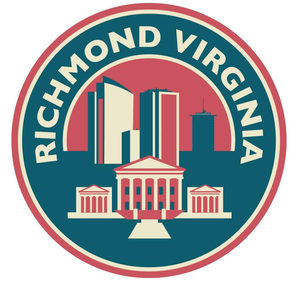 Badge, label or stamp with Richmond skyline, vector illustration