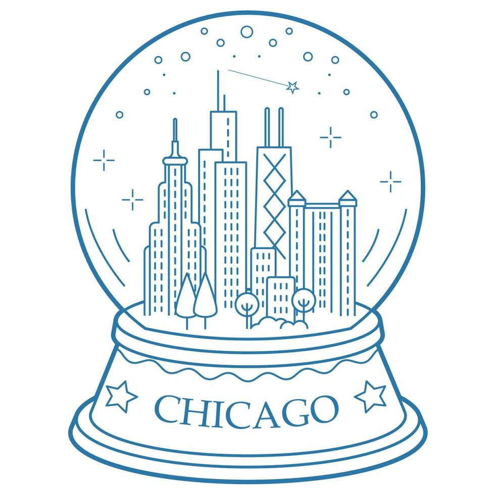 Chicago snow globe vector illustration