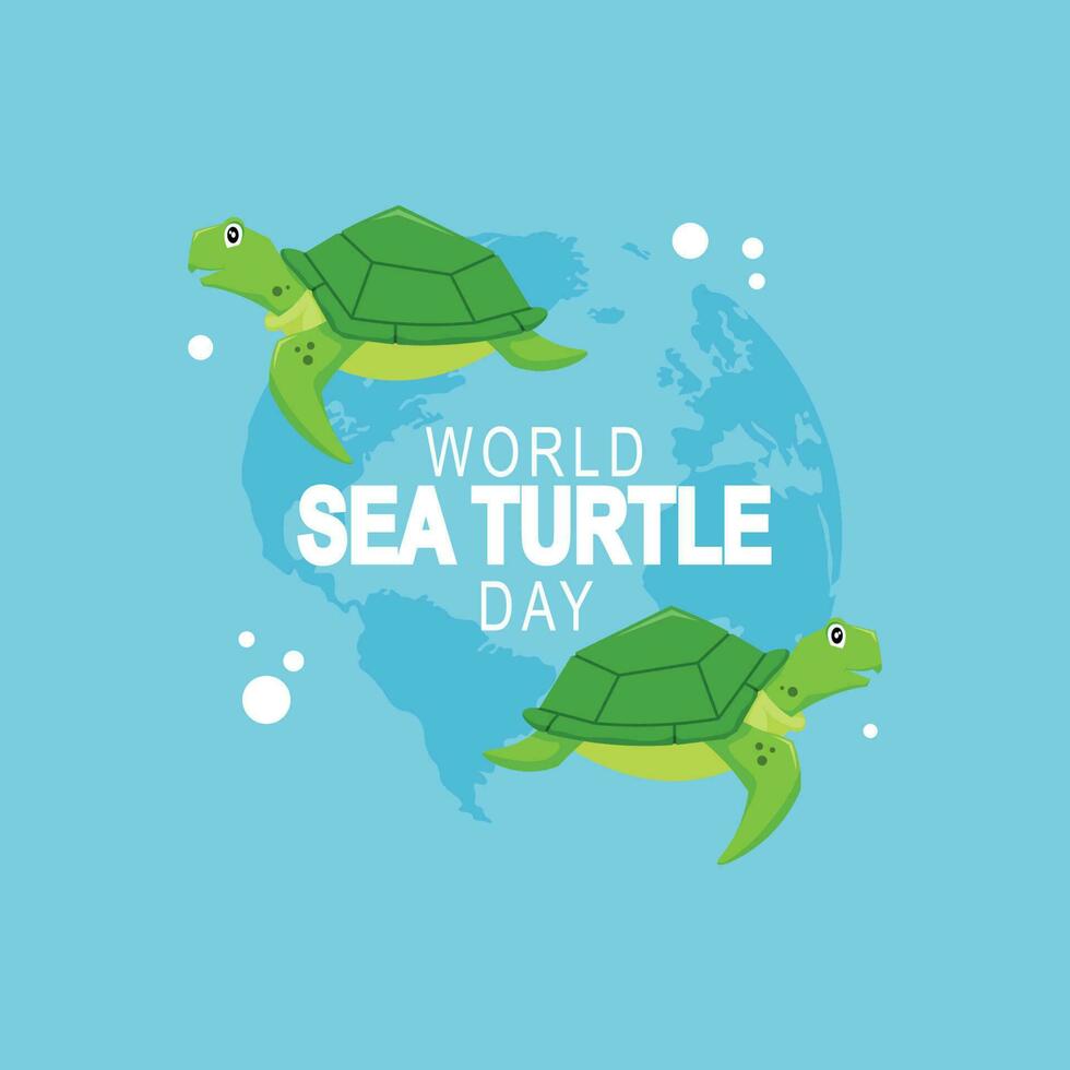 World Sea Turtle Day background. Animal Awareness. Vector illustration.