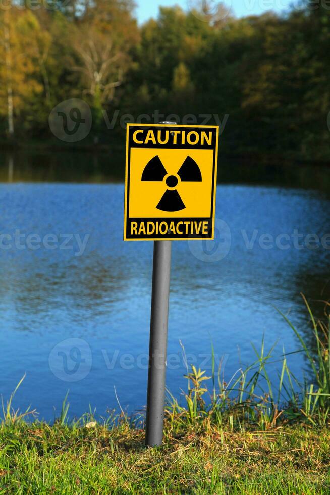 Radioactive warning sign photo