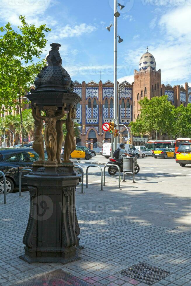 Wallace fountain in front of La Monumental in Barcelona photo