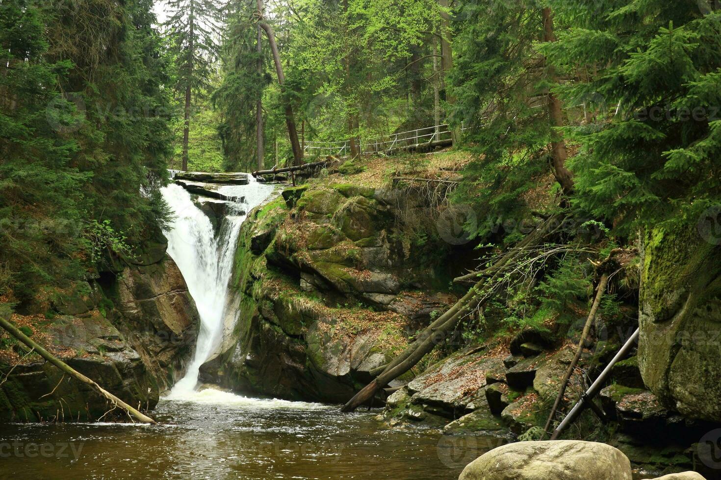 Waterfall Szklarka in Karkonosze mountain Poland photo