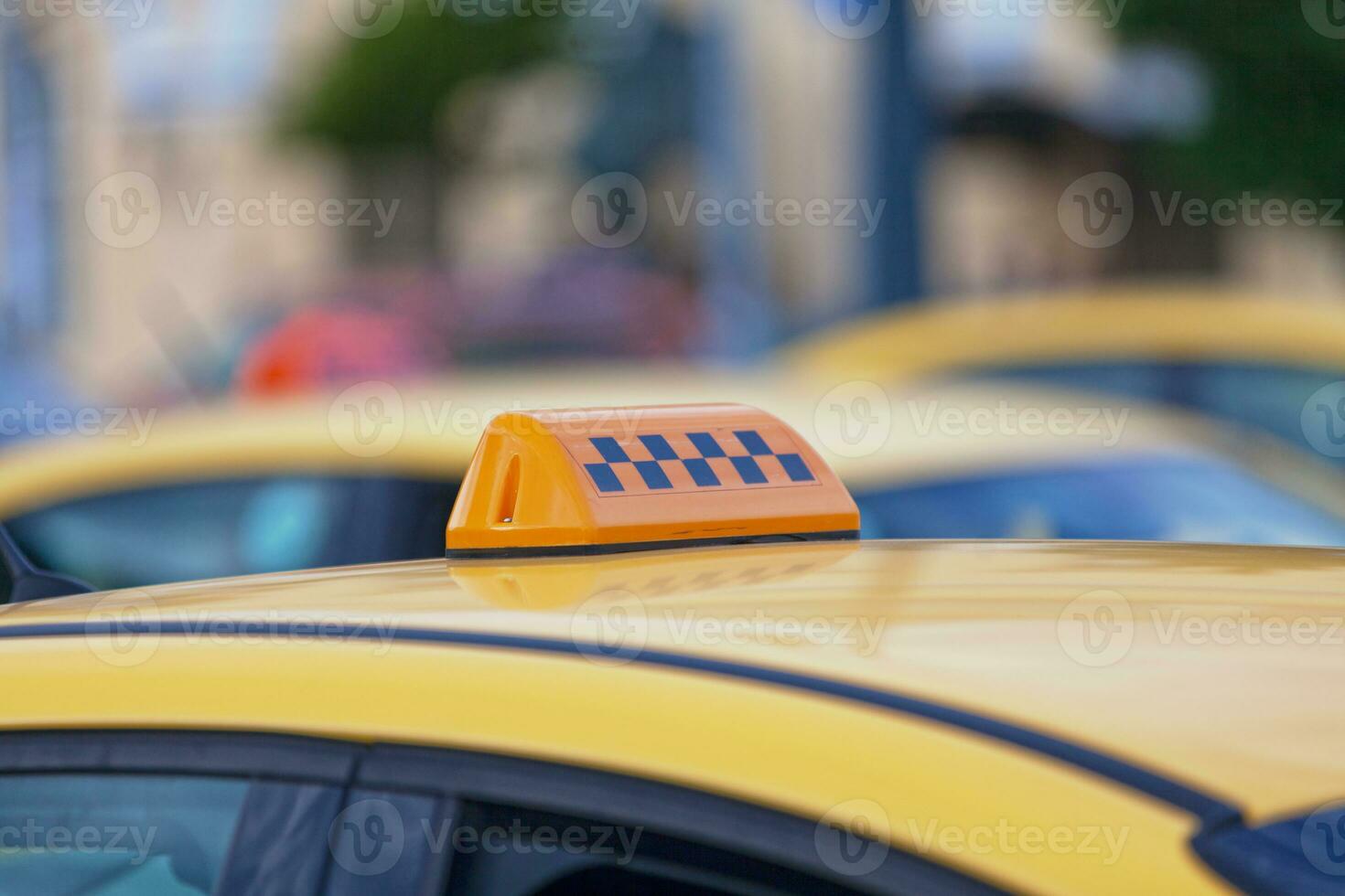 Yellow Russian taxi sign photo