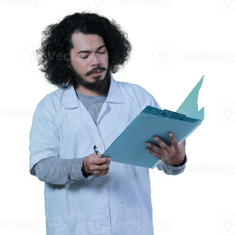 asian male scientist expression holding file png