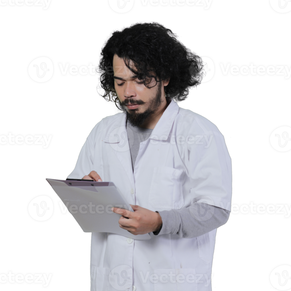 asian male scientist expression holding file png