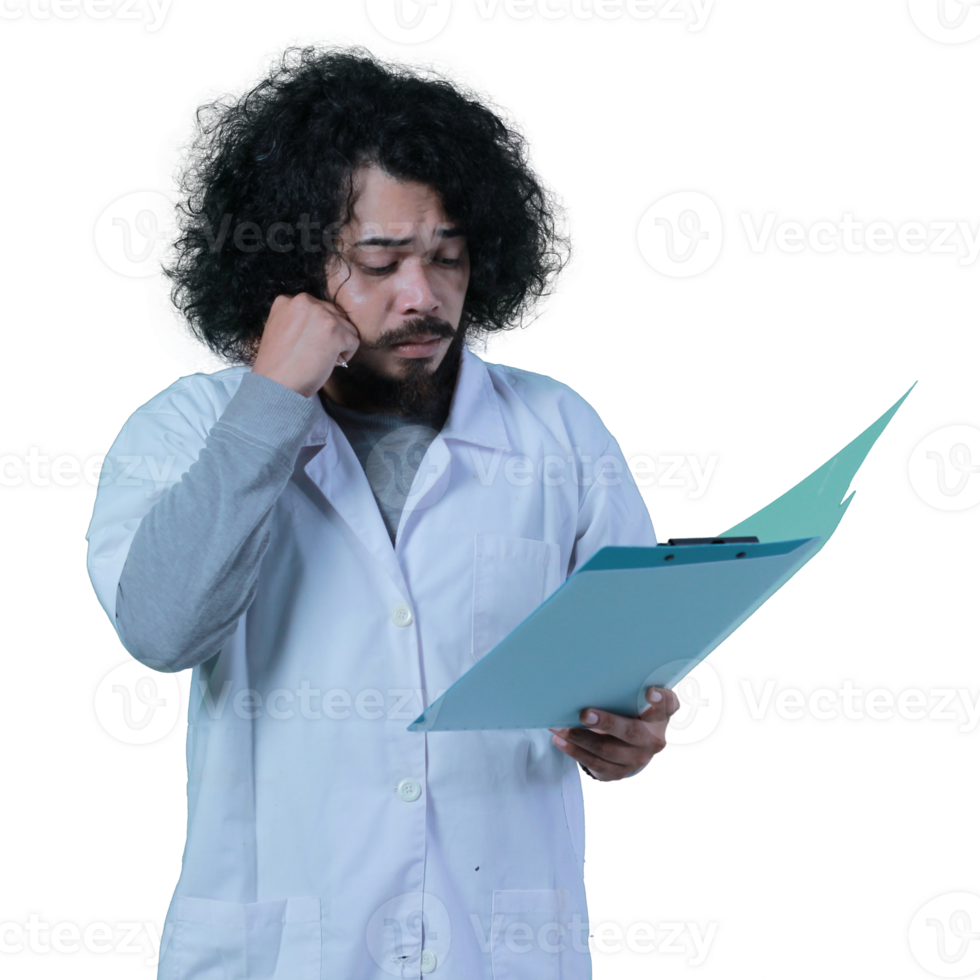 asian male scientist expression holding file png