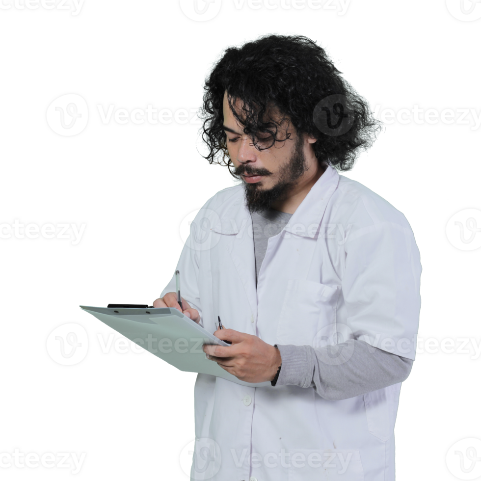 asian male scientist expression holding file png