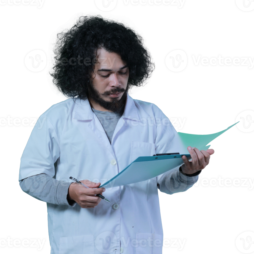 asian male scientist expression holding file png