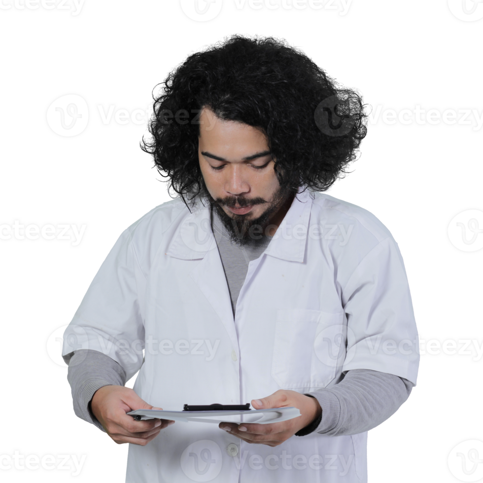 asian male scientist expression holding file png
